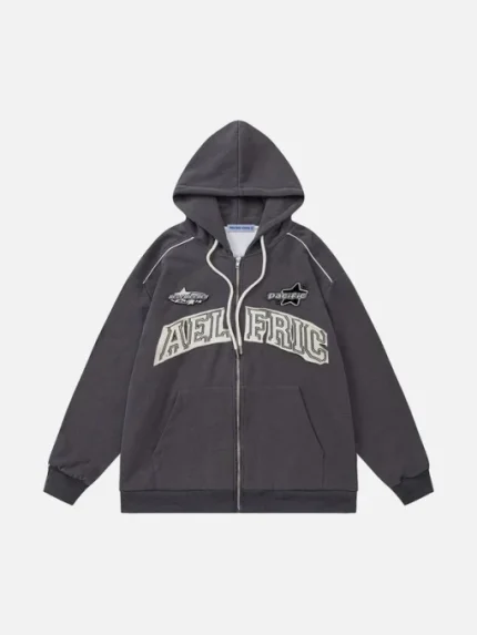 Aelfric Eden 3D Print Star Letter Zip Up Hoodie