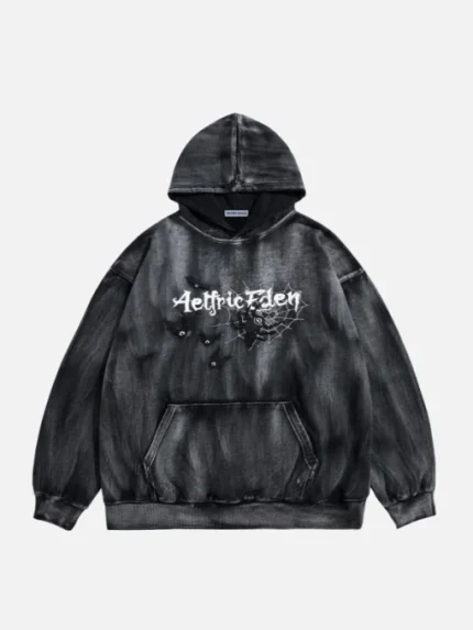 Aelfric Eden 3D Print Bat Spider Washed Hoodie