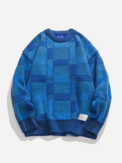Aelfric Eden 3D Print Plaid Sweater