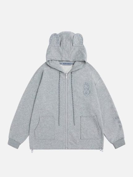 Aelfric Eden 3D Printed Rabbit Ears Zip Up Hoodie