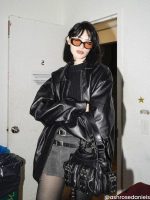 Aelfric Eden Zip Up Ruched Leather Jacket