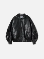 Aelfric Eden Zip Up Ruched Leather Jacket