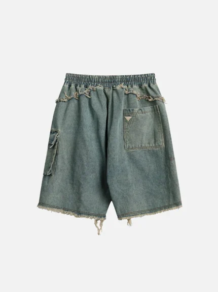 Aelfric Eden Washed Fringe Denim Shorts