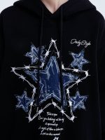 Aelfric Eden Applique Embroidery Star Hoodie Black